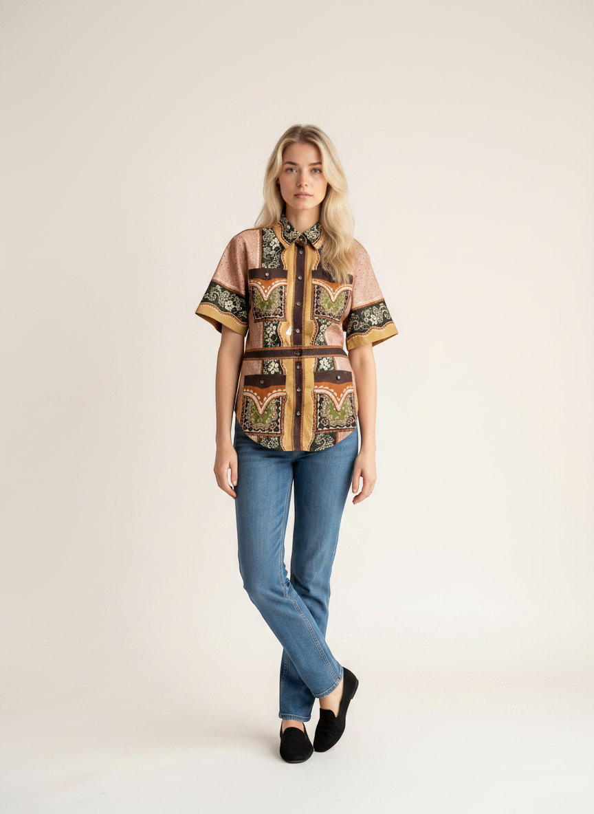 Generic AI tool: Printed shirtdress