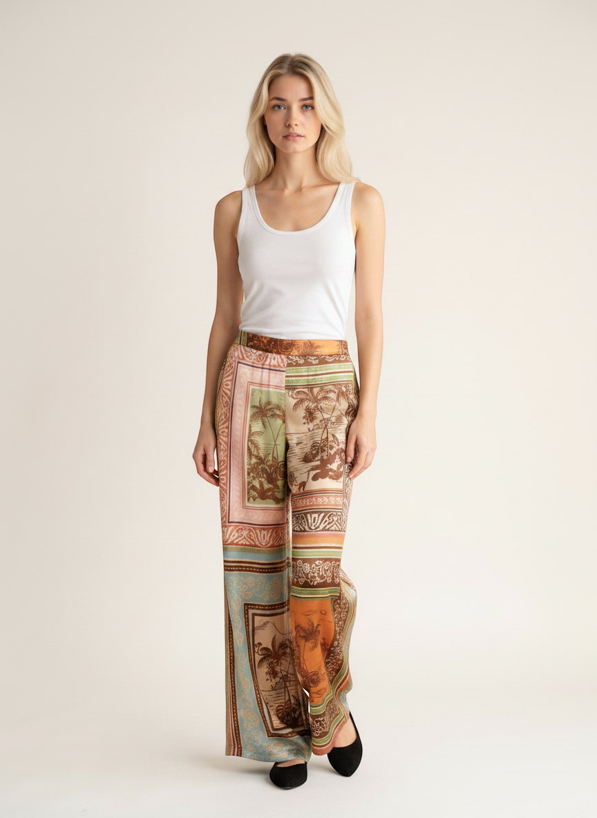 Generic AI tool: Printed silk trouser