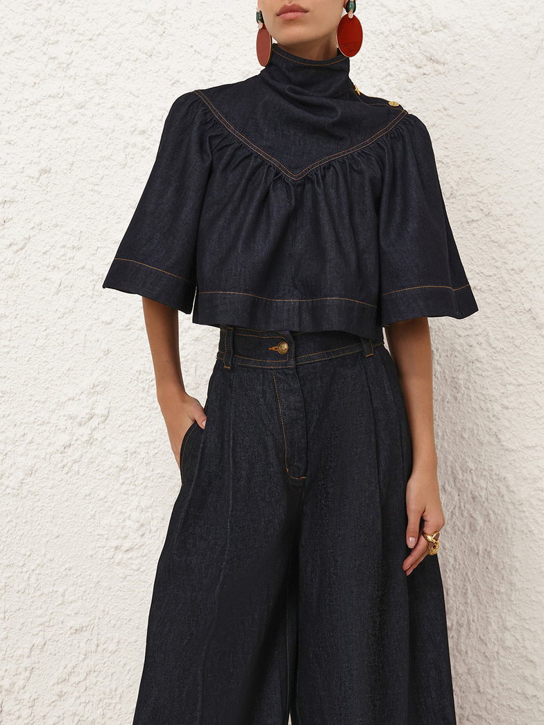 The garment: Denim cape top
