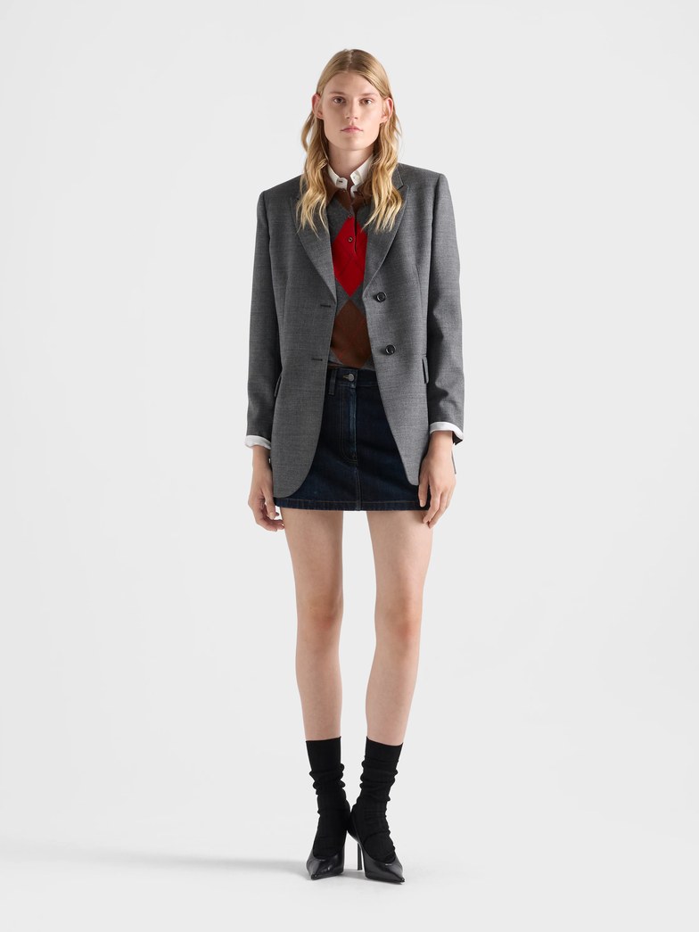 The garment: Denim miniskirt