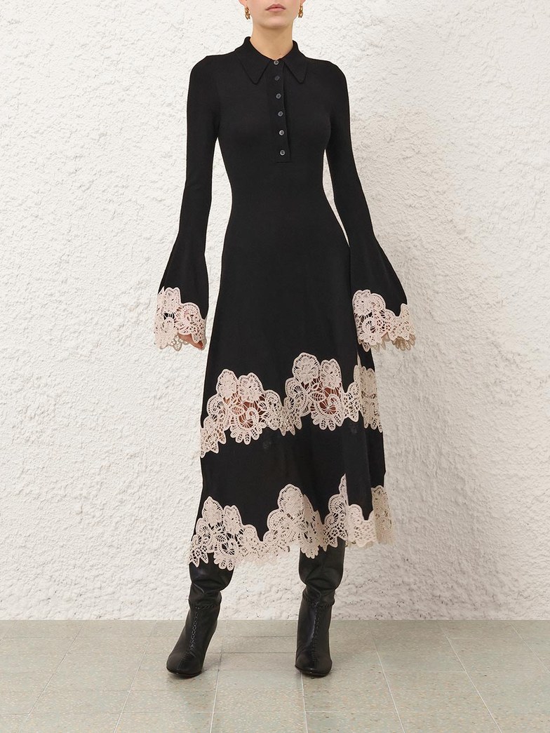 The garment: Lace-hem knit dress