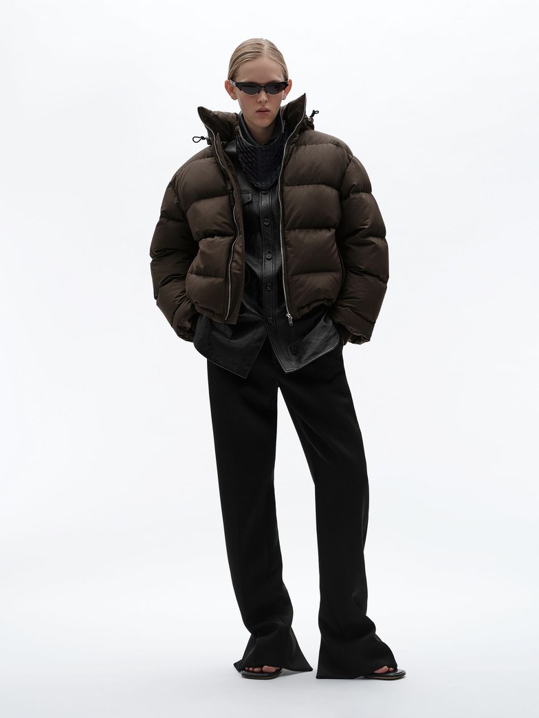 The garment: Cotton and nylon puffer