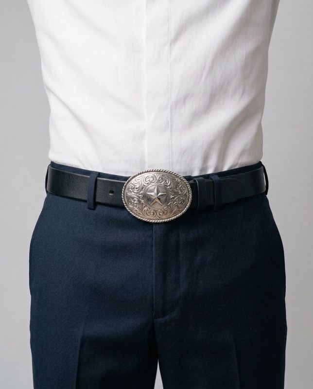 Reconstruction of a rejected frame: The buckle came back western. Ours is a slim rectangle.