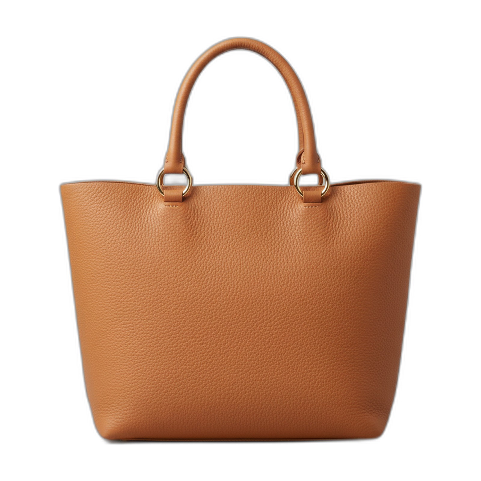 The same tan leather tote cut out and placed on a pure white background