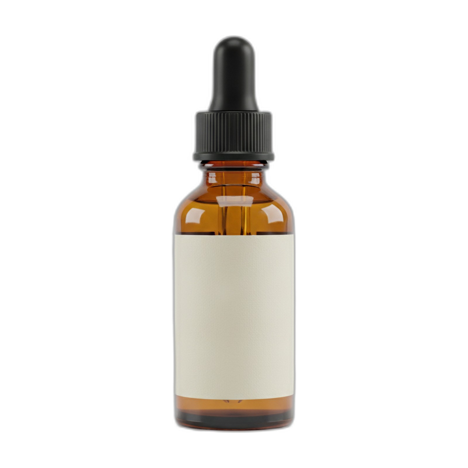 The same amber serum bottle cut out and placed on a pure white background