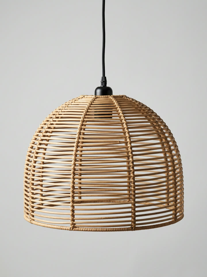 Woven rattan pendant shade, the reference image both prompts were given